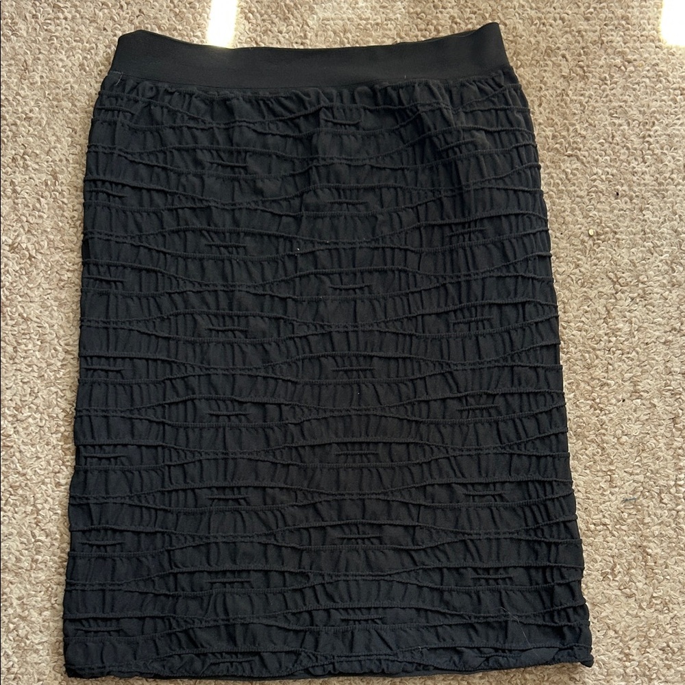 Last Tango Black Ruched Pencil Skirt